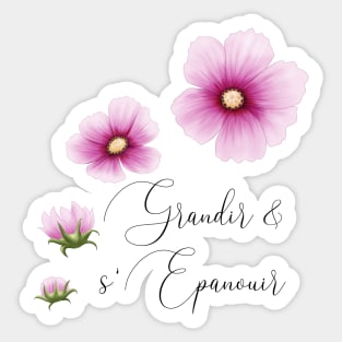 Grow and flourish, blooming cosmos flower or pink cherry tree Sticker